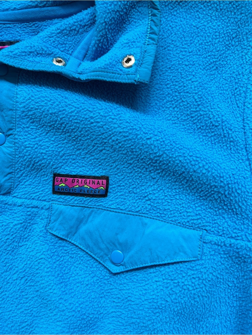 GAP Bright Turquoise Blue Fleece Pullover - Picture 4 of 5